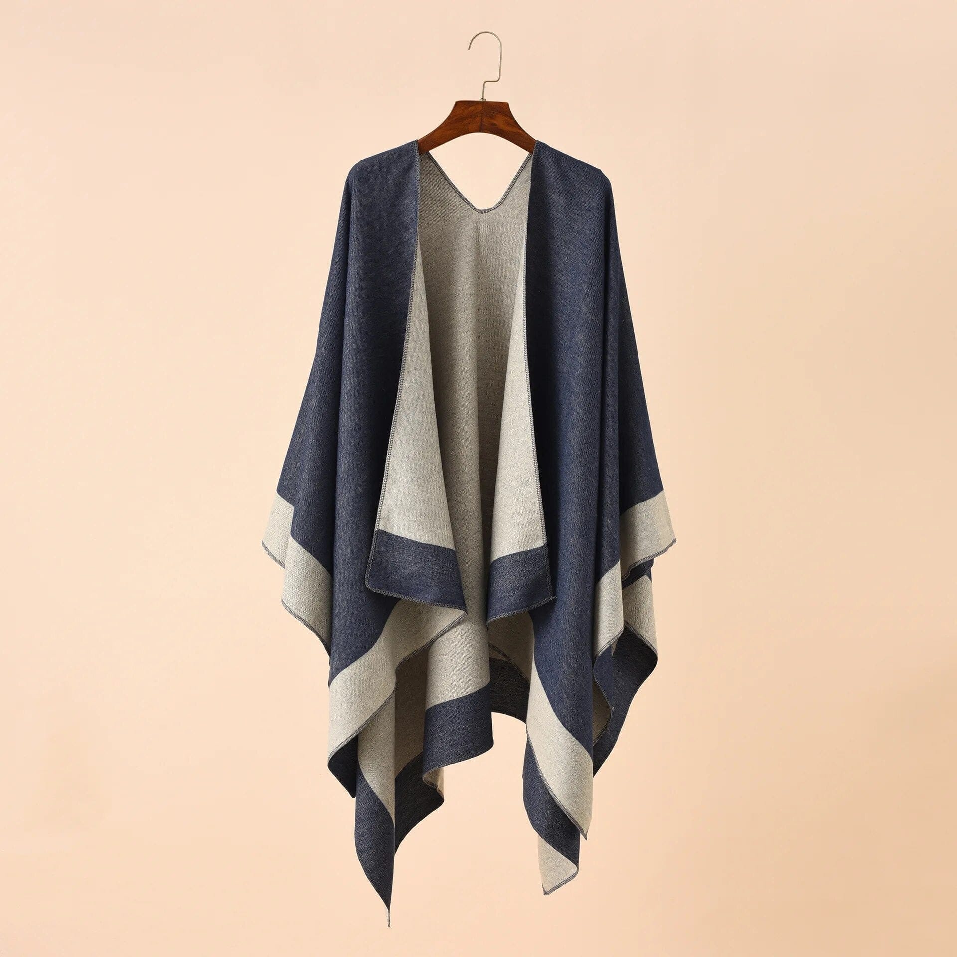 Poncho en cachemire bicolore Touché Luxe Bleu
