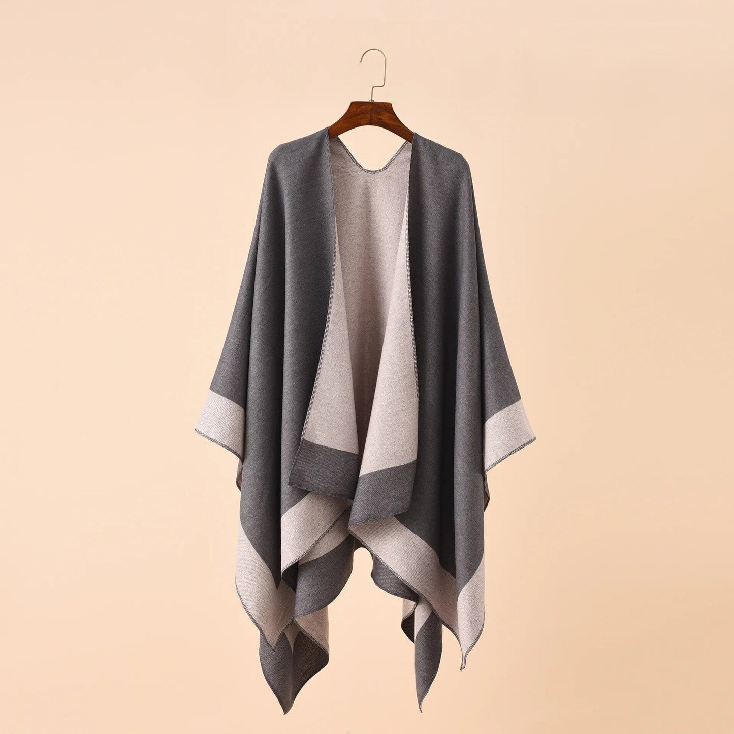 Poncho en cachemire bicolore Touché Luxe Gris