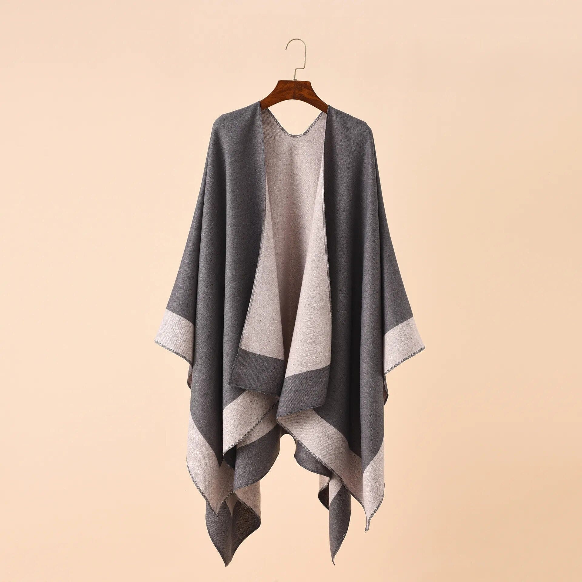 Poncho en cachemire bicolore Touché Luxe Gris