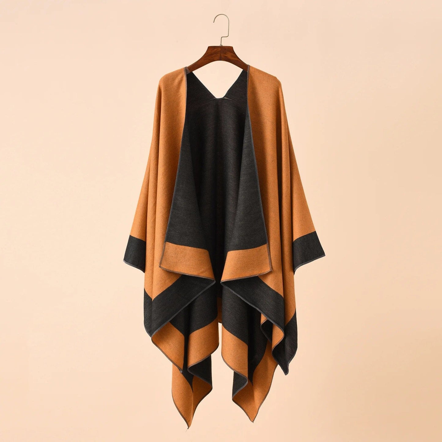 Poncho en cachemire bicolore Touché Luxe Orange