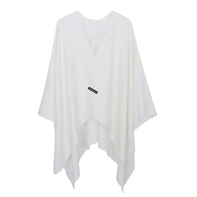 Poncho en cachemire de qualité supérieure Blanc