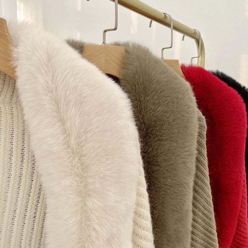 Poncho en cachemire et fausse fourrure Luxe & Style