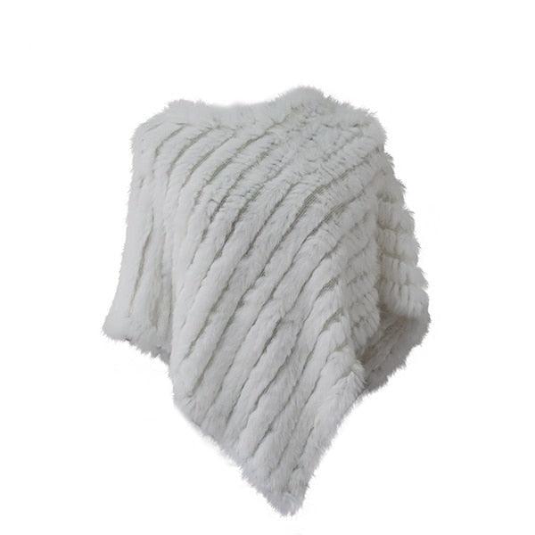 Poncho Luxe en Fourrure de Lapin Blanc