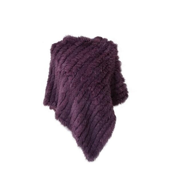 Poncho Luxe en Fourrure de Lapin Violet