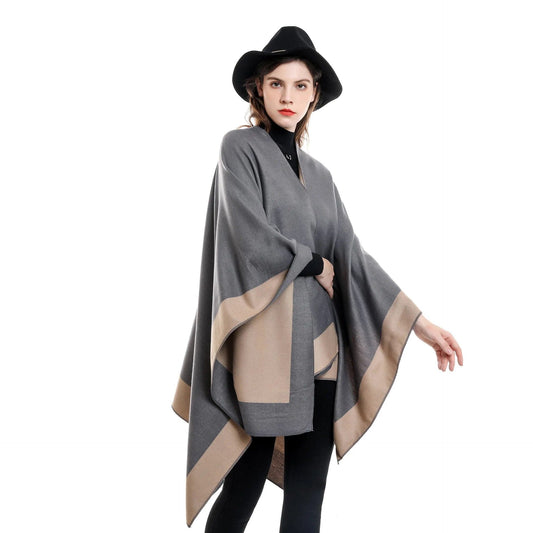 Poncho en cachemire bicolore Touché Luxe