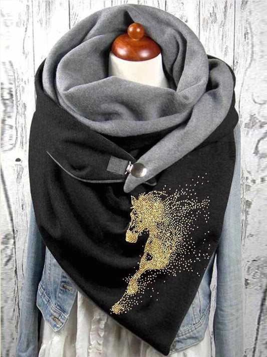 Silhouette Cheval - Snood Noir à Bouton Black / 150x75 cm