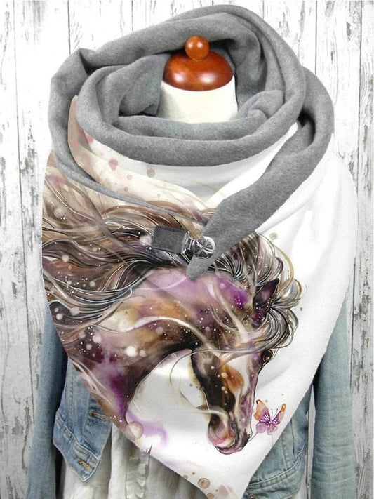 Tête de Cheval Etincellant | Snood Design Cheval WHITE / 150x75 cm