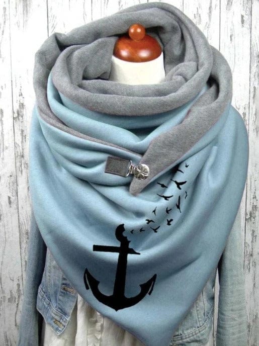 Motif Ancre Marin | Snood Bleu Artique